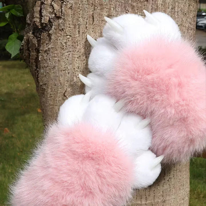Fur Plush Furry Cat Claw Gloves