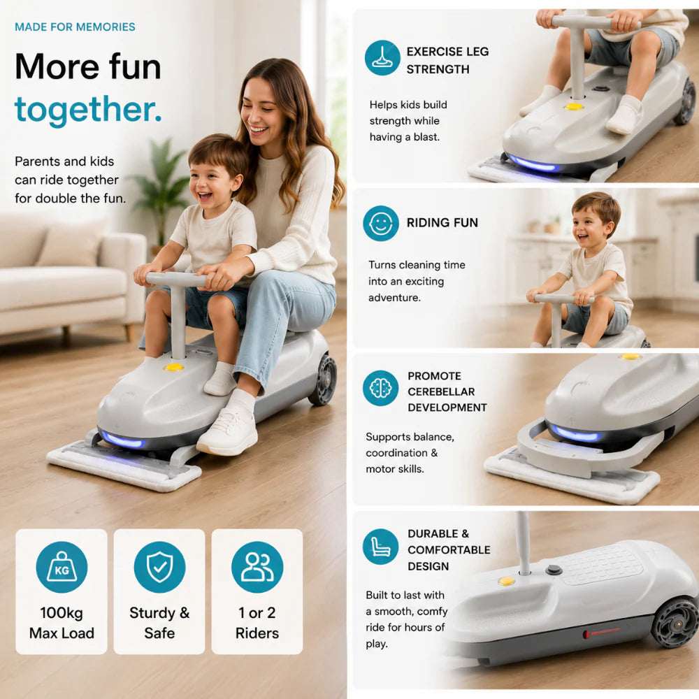 The ride-on go-kart for kids that doubles as a mop.