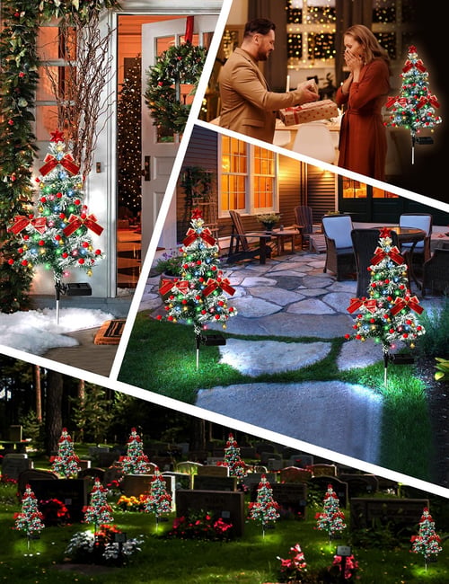 Last Day Promotion!🎄Solar Christmas Tree Stake Light-Air Express Transport✈️Limited Stock!