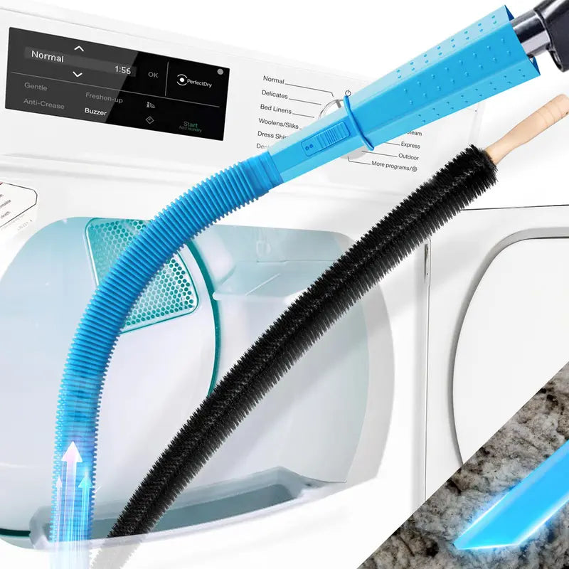 2-Piece Dryer Vent Cleaner Kit – Universal Vacuum Hose Attachment & Dryer Lint Brush with Stretch Connector, Quick Lint Removal Tool Compatible with All Vacuum Cleaners