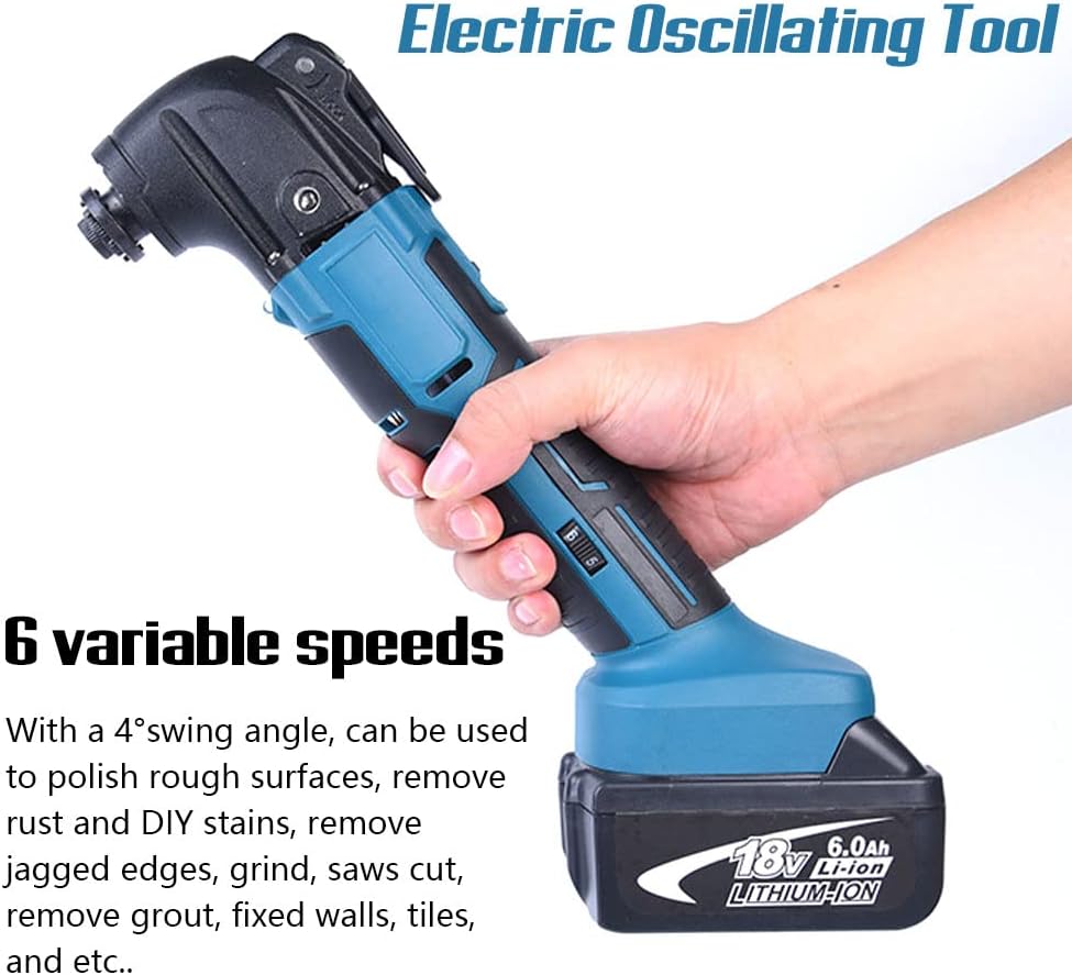 Cordless Electric Oscillating Tool – Lithium-Ion Multifunctional Renovation Tool, 6-Speed Adjustable Control, 4° Swing Angle