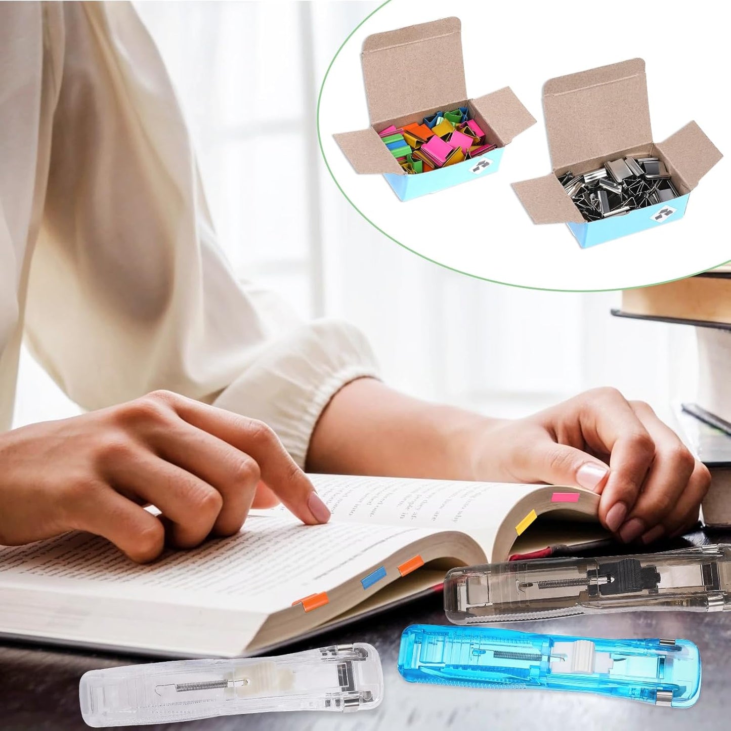 Vin Beauty 3Pcs Paper Clip Dispenser, 150 Pcs Paper Clam Clip