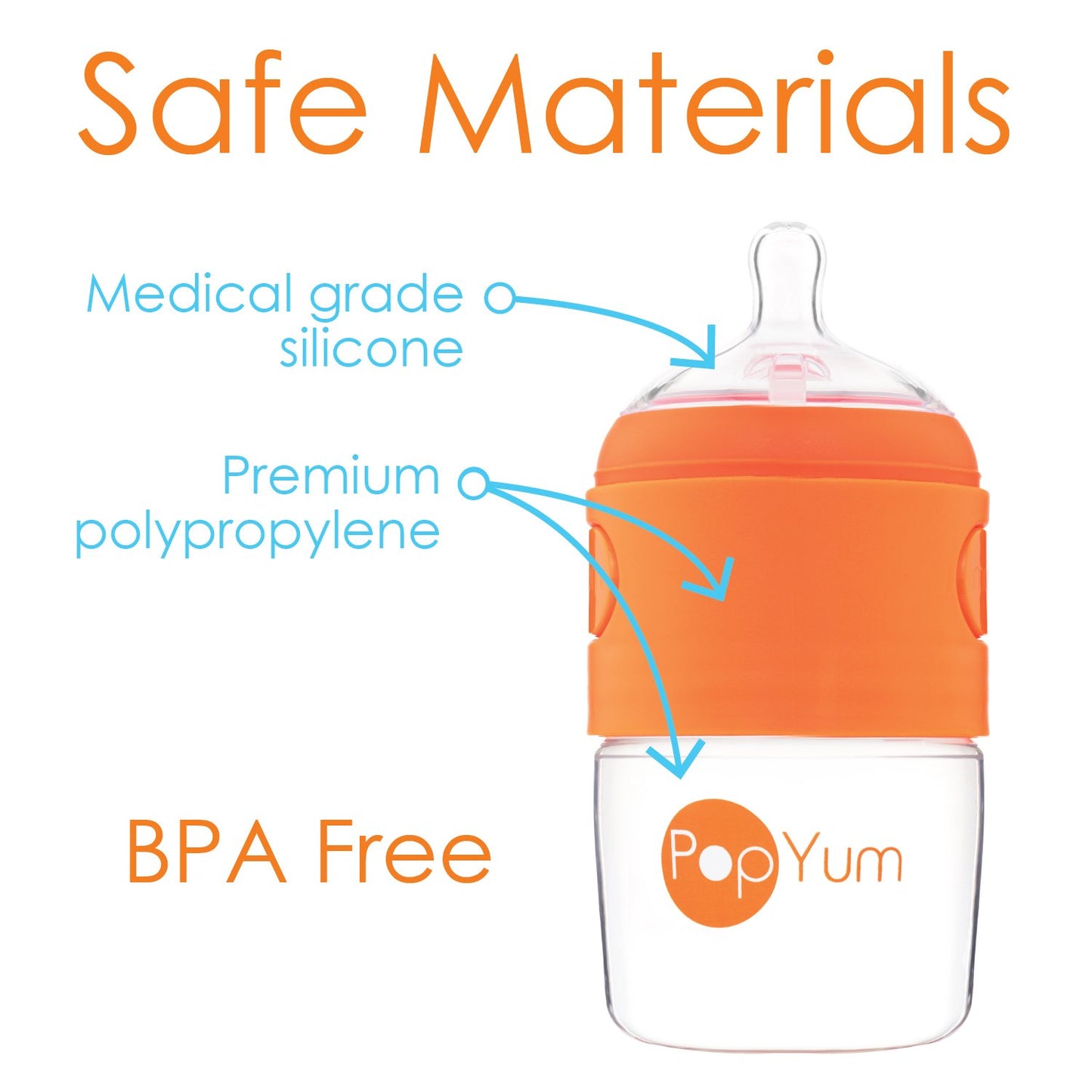 PopYum 5oz Anti-Colic Formula Mixing Baby Bottles, Pink, 2-Pack with #1 Slow Flow Nipples, BPA-Free, Natural Latch (150ml)