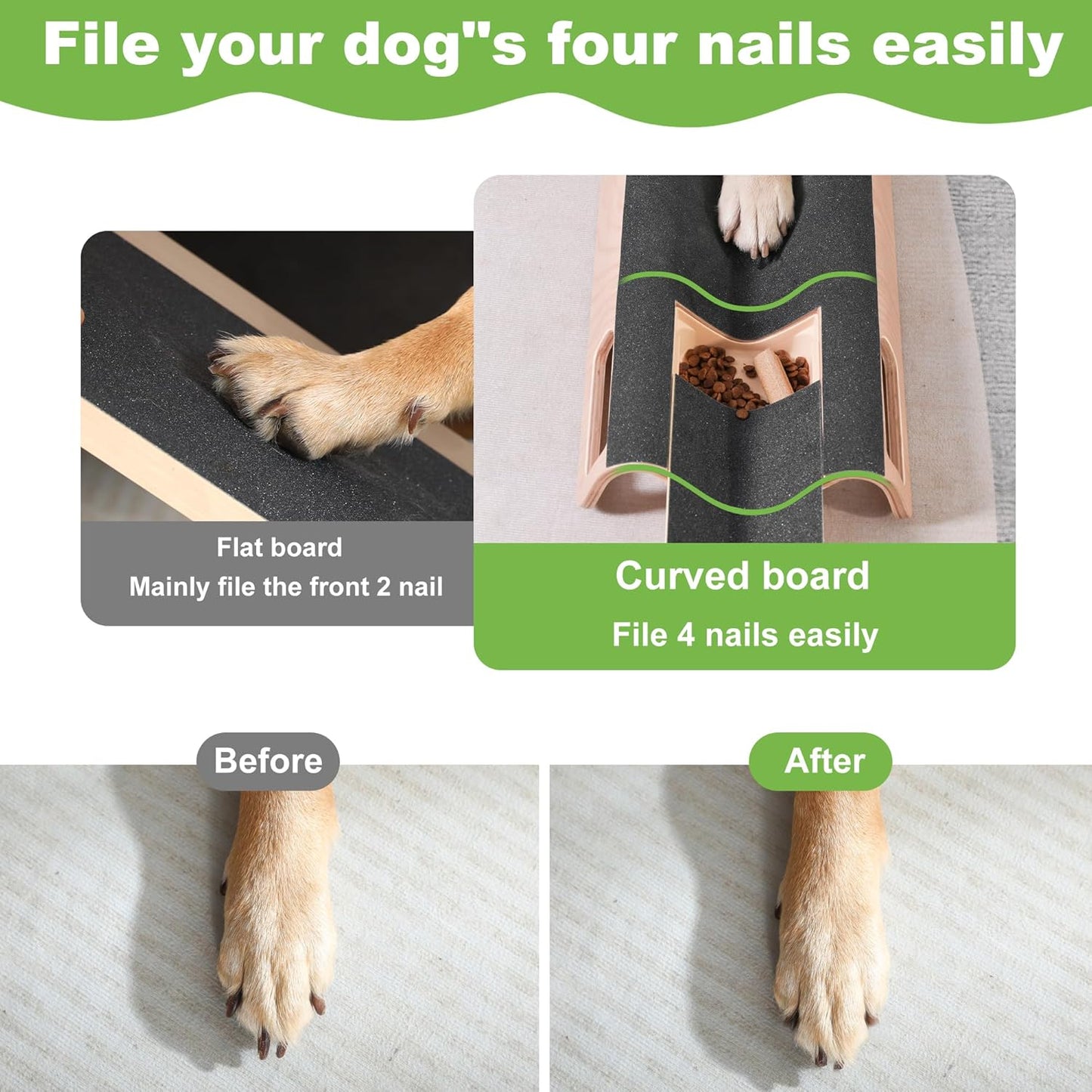 M-Shaped Dog Nail Scratch Pad with Treat Box – Large Dog Nail File & Shortener, Interactive Pet Grooming Toy for Healthy Paws