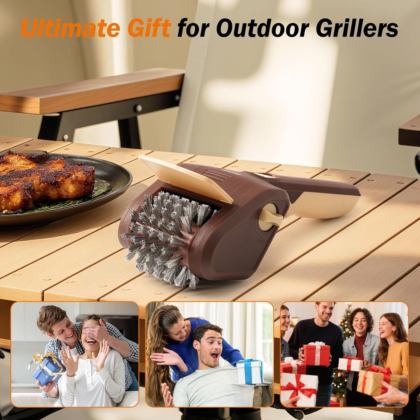 Electric Grill Brush for Outdoor Grill, Cordless Electric Grill Cleaner,