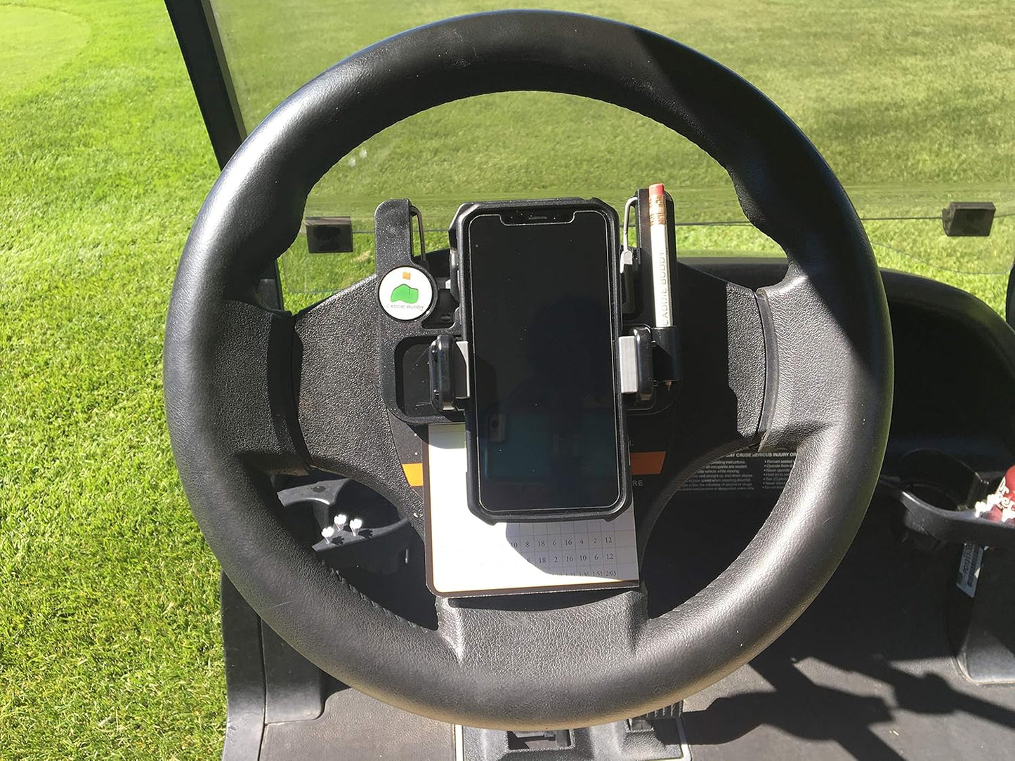 Golf Cart Steering Wheel Phone Mount/Scorecard Pro