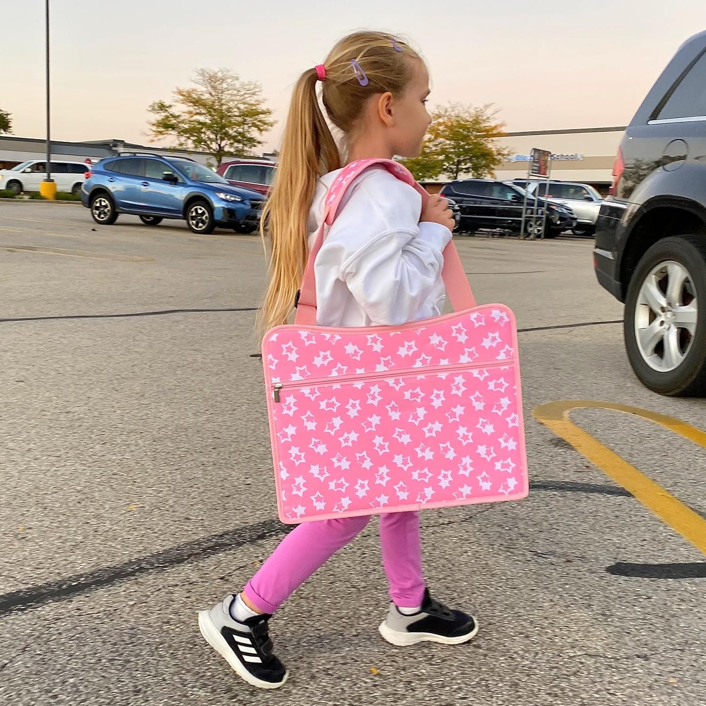 Kids Travel Tray for Car Seat – Road Trip Activity Tray (Pink)