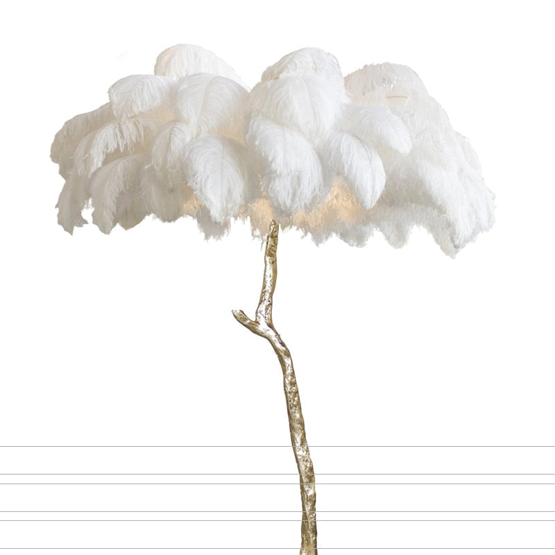 Luxury Ostrich Feather Resin LED Floor Lamp