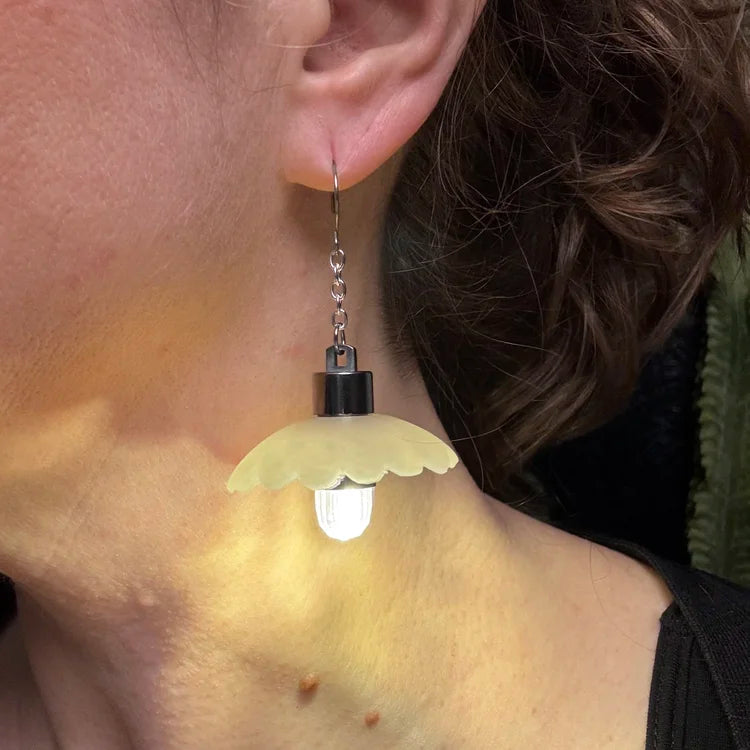 Tiny Wide Translucent Scallop Illuminated Earrings 3