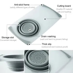 Multi-Functional 3 in 1 Chopping Board Detachable Folding Drain Basket