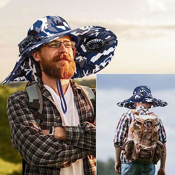 🔥EARLY SUMMER SALE 50% OFF⚡- Outdoor Wide Brim Sun Hat With Solar Fan