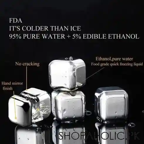 Set Of 8 Steel Ice Cubes With Clip