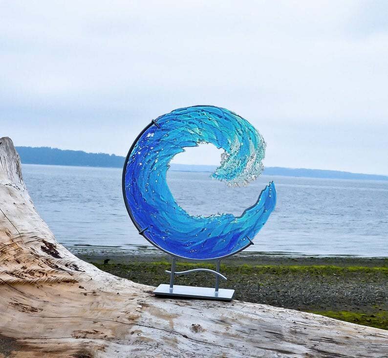 Ocean Wave Fused Sculpture