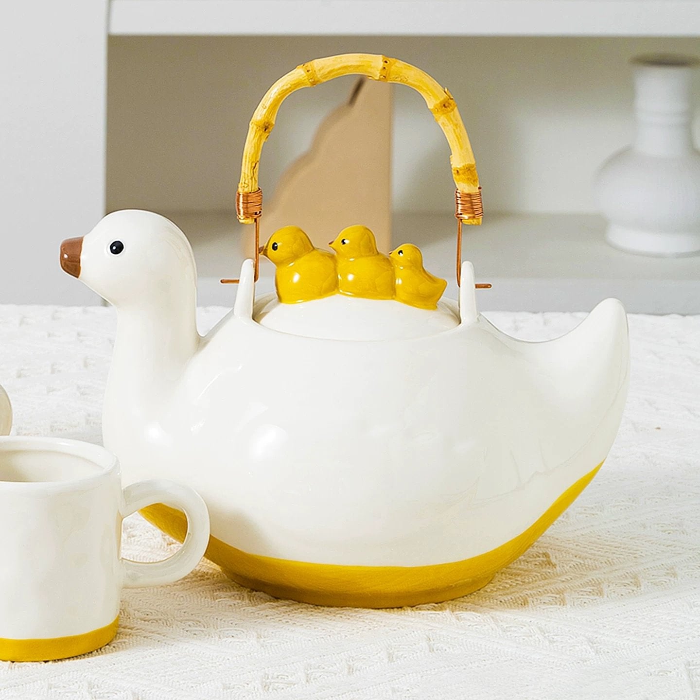 Cute Duck Ceramic Teapot Set - Portable Health Teapot for Home & Housewarming Gift
