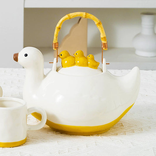 Cute Duck Ceramic Teapot Set - Portable Health Teapot for Home & Housewarming Gift