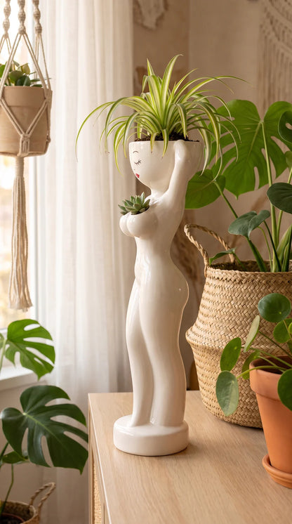 GraceBloom Ceramic Lady Planter