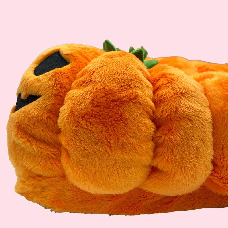 Feetoween™ Pumpkin Slippers — Plush Jack-O-Lantern Halloween Slippers