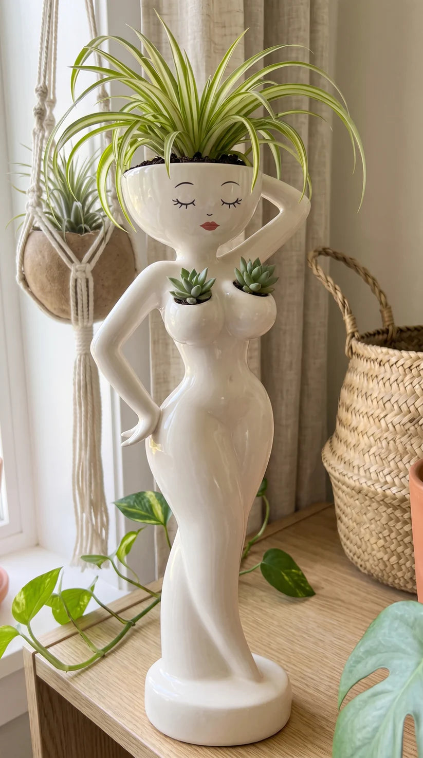 GraceBloom Ceramic Lady Planter