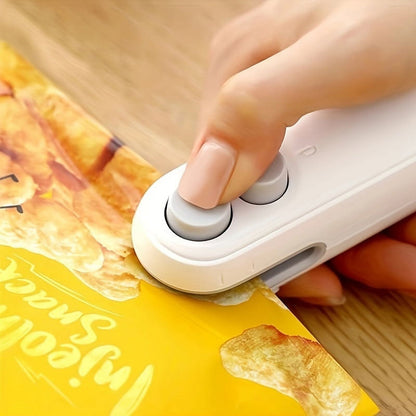 Mini Bag Sealer 2-in-1 USB Rechargeable – Heat Seal & Cutter | Portable Handheld Sealing Machine for Chips, Snacks & Plastic Bags (1 PC)