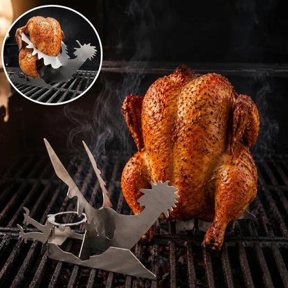 Grill Throne – Stainless Steel Beer Can Chicken Roaster Stand for BBQ & Grilling