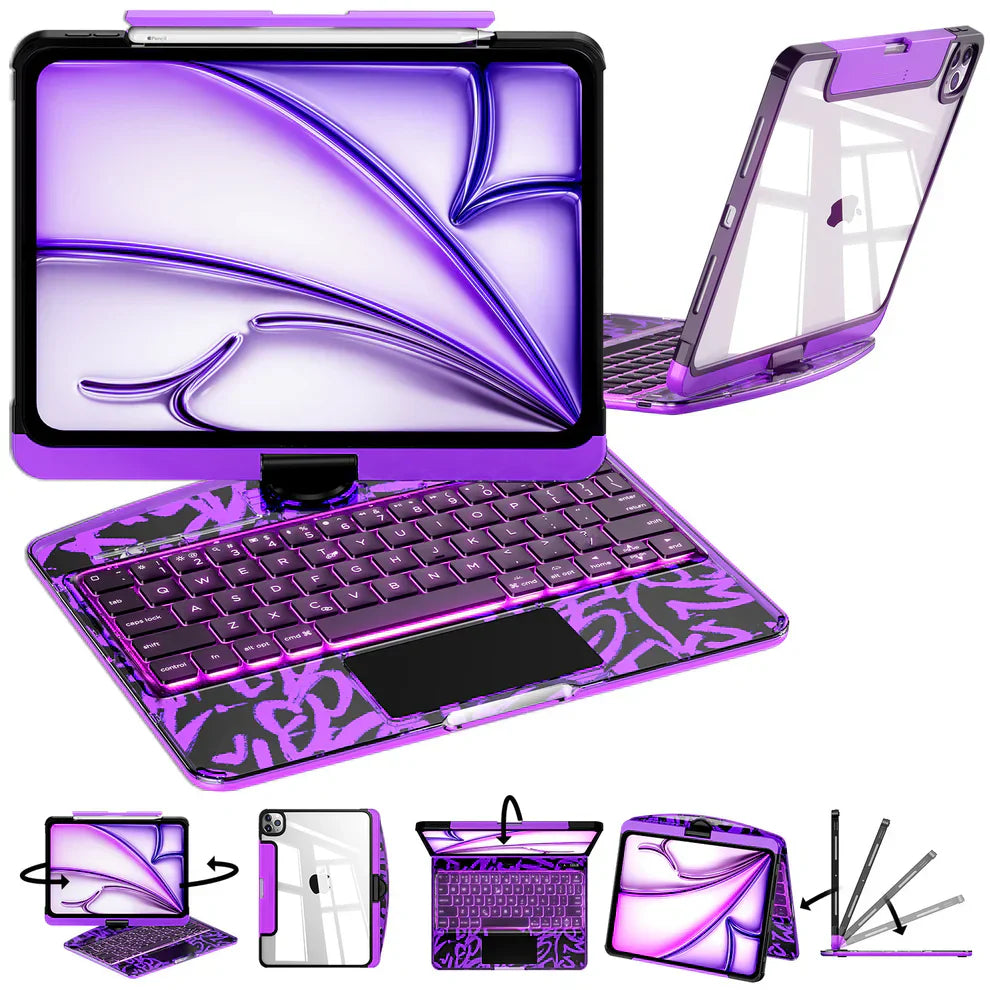 Y2K Transparent 360° Rotating iPad Keyboard Case