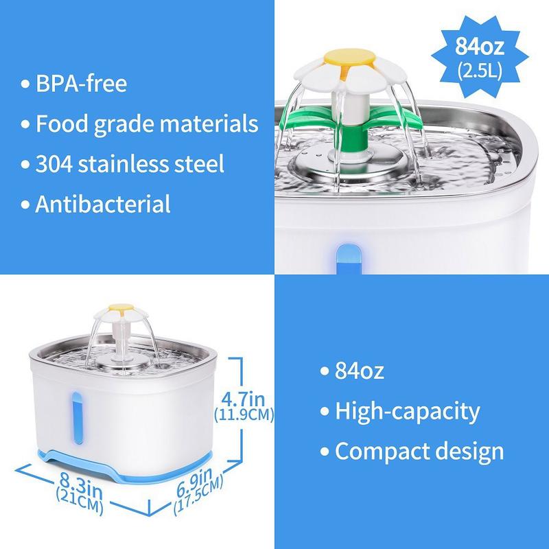 2.5L Stainless Steel Automatic Pet Water Fountain