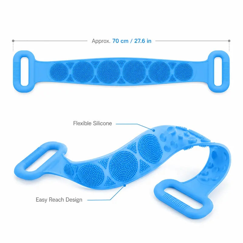 2-in-1 Silicone Bath Scrubber & Long Handle Body Brush