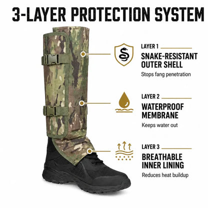 Snake Gaiters for Hunting & Hiking – Waterproof Snake Bite Protection Leg Guards