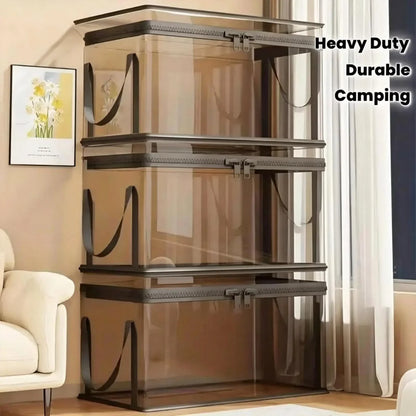 Large Clear Plastic Storage Box with Zipper Lid