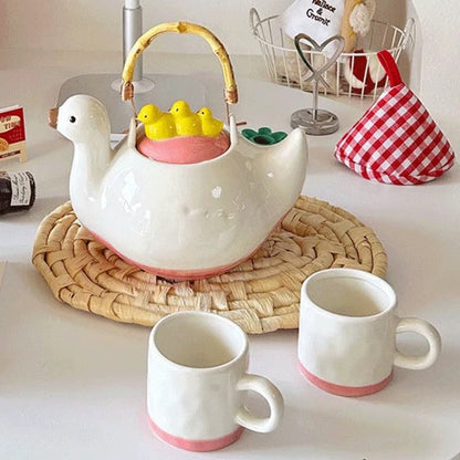 Cute Duck Ceramic Teapot Set - Portable Health Teapot for Home & Housewarming Gift
