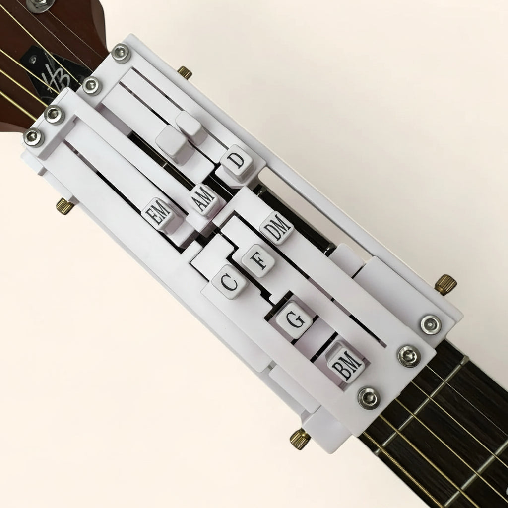 Guitar chord presser and learning assistant tool
