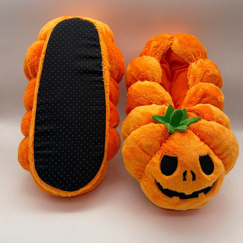 Feetoween™ Pumpkin Slippers — Plush Jack-O-Lantern Halloween Slippers