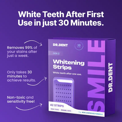 Purple Teeth Whitening Strips – 7 or 21 Sessions, Peroxide-Free, Enamel-Safe & Non-Sensitive Teeth Whitening