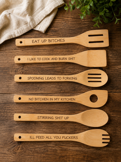 Sass & Serve 6-Piece Bamboo Kitchen Utensil Set