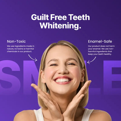 Purple Teeth Whitening Strips – 7 or 21 Sessions, Peroxide-Free, Enamel-Safe & Non-Sensitive Teeth Whitening