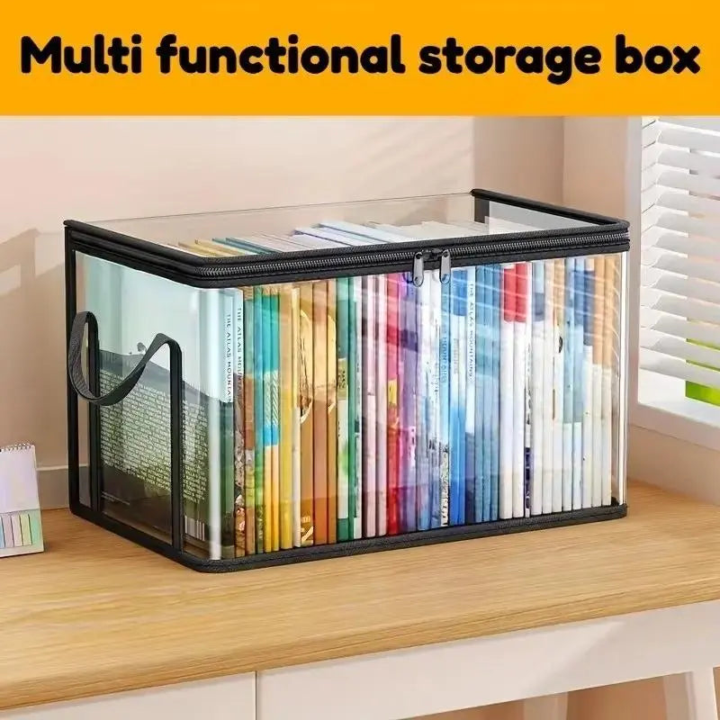 Large Clear Plastic Storage Box with Zipper Lid