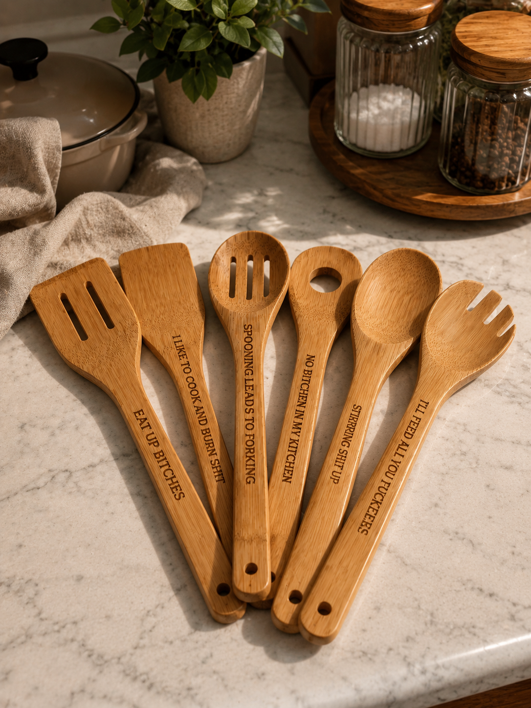 Sass & Serve 6-Piece Bamboo Kitchen Utensil Set