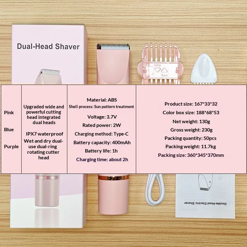 Electric Epilator Womens Dual-Head Hair Remover With LCD Display