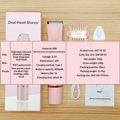 Electric Epilator Womens Dual-Head Hair Remover With LCD Display