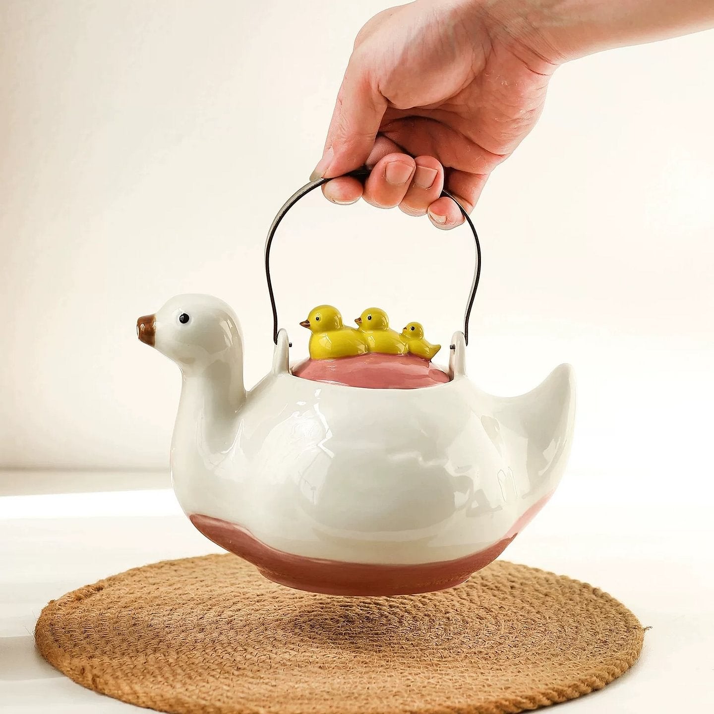 Cute Duck Ceramic Teapot Set - Portable Health Teapot for Home & Housewarming Gift