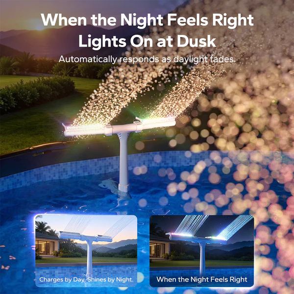 POOLHACKER Solar Pool Fountain Light for for Above & Inground Pools