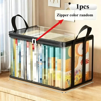 Large Clear Plastic Storage Box with Zipper Lid