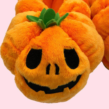 Feetoween™ Pumpkin Slippers — Plush Jack-O-Lantern Halloween Slippers