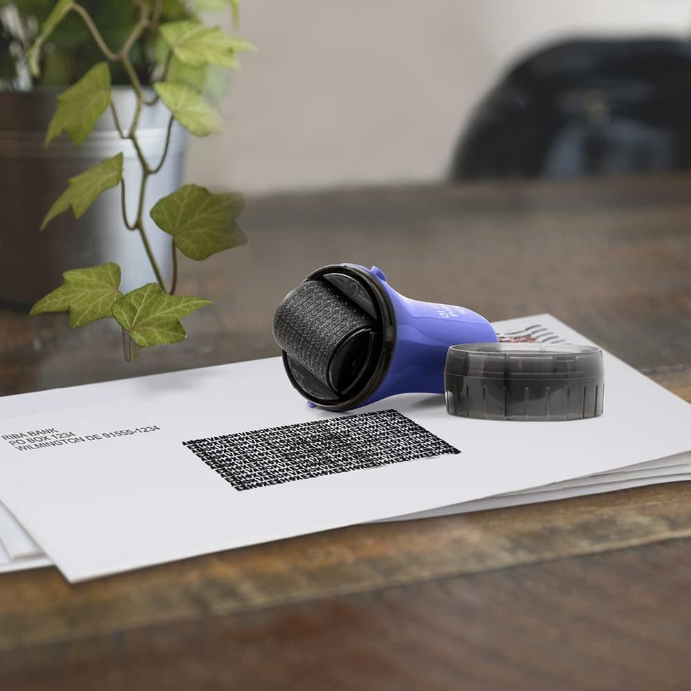 Guard Your ID Wide Advanced Roller – Identity Theft Protection Stamp for Mail, Bills & Shipping Labels (3-Pack, Blue) | As Seen on TV