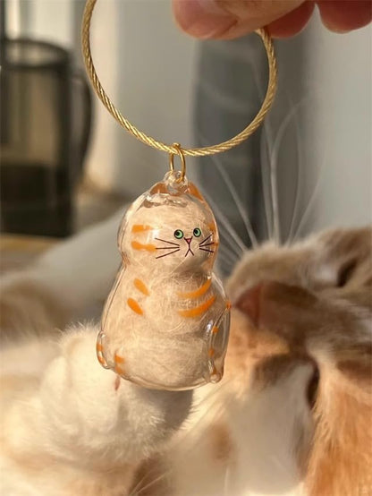 4pcs Cat Hair Collection Bottle Keychain, Pet Memorial Accessory