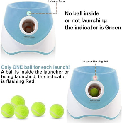 Automatic Dog Ball Launcher for Small Dogs – Interactive Fetch Machine with Adjustable 10–30 ft Launch Distance, Includes 15 Mini Tennis Balls (2”), Indoor & Outdoor Dog Toy (Blue)
