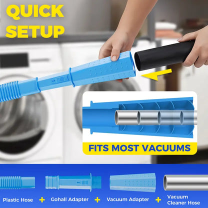 2-Piece Dryer Vent Cleaner Kit – Universal Vacuum Hose Attachment & Dryer Lint Brush with Stretch Connector, Quick Lint Removal Tool Compatible with All Vacuum Cleaners