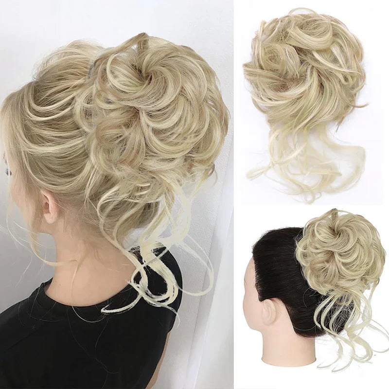 Messy Bun Hair Piece Wavy Curly Chignon Ponytail Hairpiece for Daily Wear