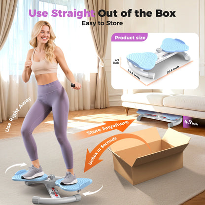UPGO Slim Waist Twister – 330 lb Silent Core Workout Board for Women, Home Ab Trainer (Blue)