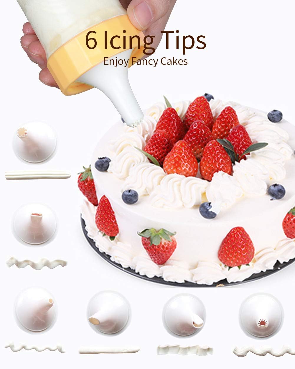 Ourokhome Cookie Press & Icing Gun – Biscuit Maker with 16 Discs and 6 Cake Decorating Tips, Yellow